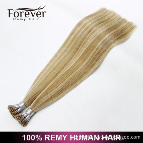 Forever high quality 100 real Indian remy human blonde #613/18 double drawn 2g strands i tip hair extensions